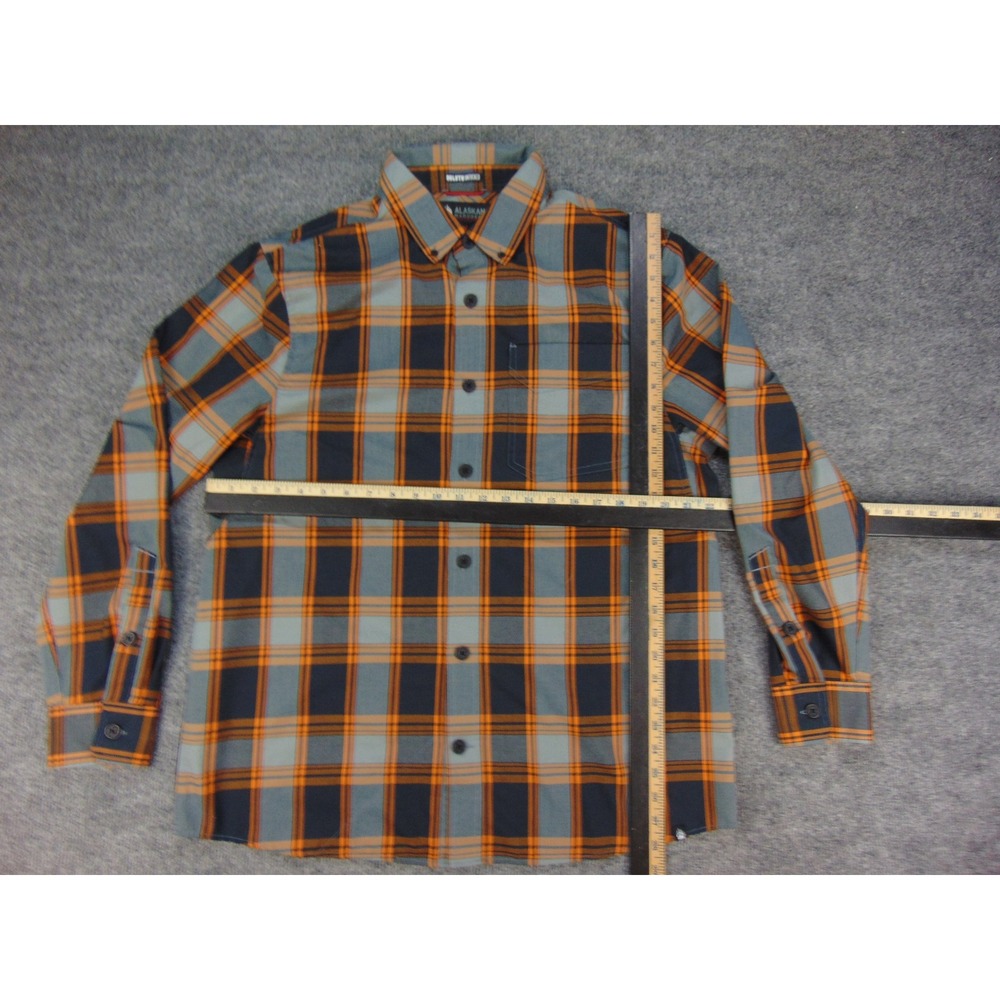 Duluth Alaskan Hardgear Shirt Mens Large Untucked‎ Plaid Button Down Orange Blue - Picture 4 of 8